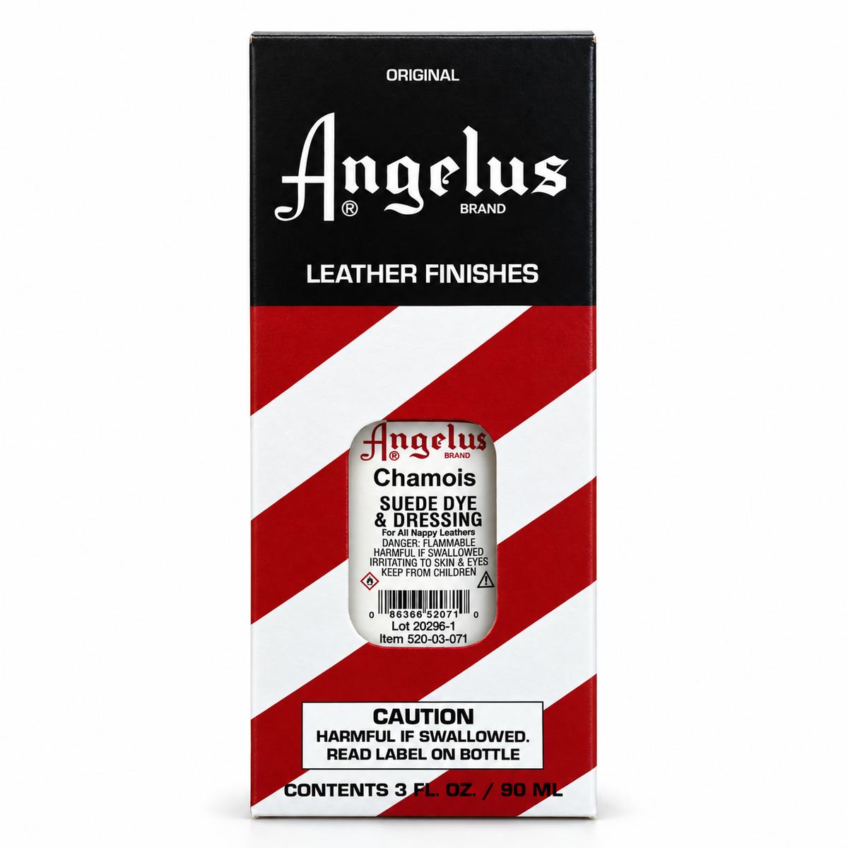 Angelus Suede Dye & Dressing, Chamois, 90 mL / 3 fl oz – front packaging