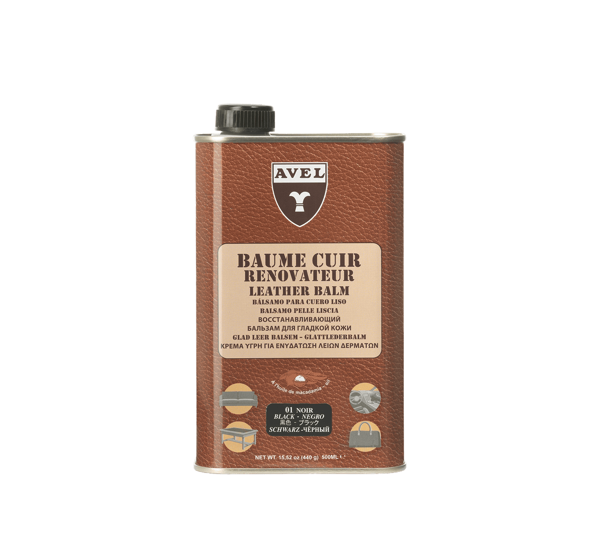 Avel Renovating Balm Liquid, 500 ml tin showing Black 01