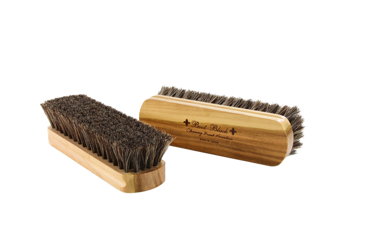 Boot Black Machine-Made Horsehair Cleaning Brush on white background