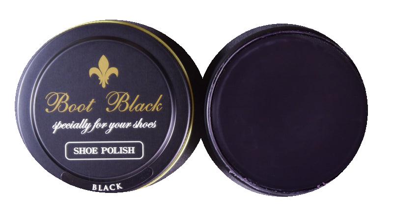 Boot Black Wax Shoe Polish — Black colour with lid removed