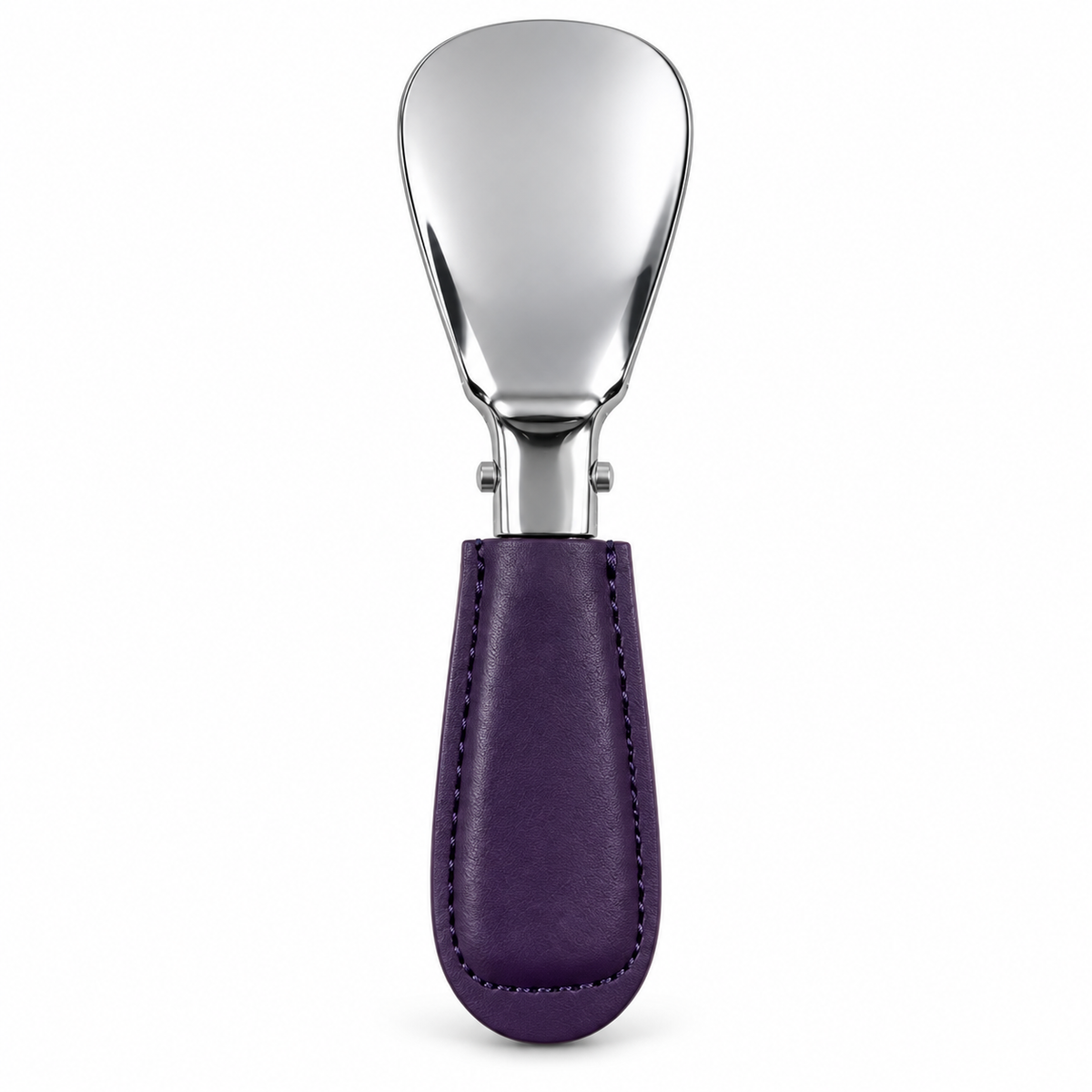 Columbus Buttero leather folding shoehorn in Purple, open view