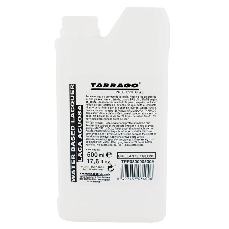 Tarrago Professional Water-Based Lacquer 500 ml bottle labelled Brillante / Gloss