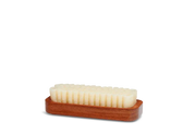 Wooden shoe brush with cream bristles for leather care and polishing