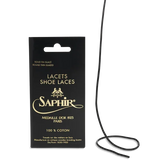 Saphir round thin glazed cotton shoe laces, premium leather care accessory for shoe repair and restoration