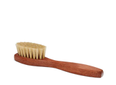 Wooden-handled horsehair brush for leather shoe care and conditioning