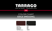 Tarrago Edge Dressing color chart showing Dark Brown and Black shades for leather care products