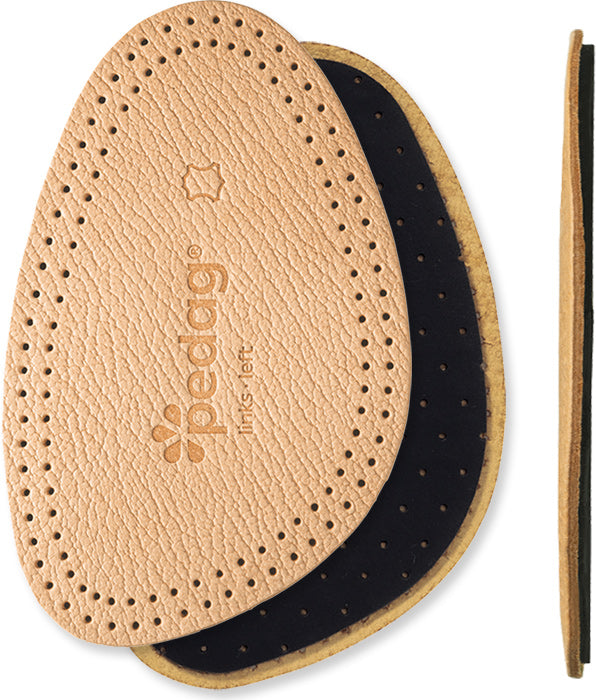 Pedag Leather 1/2 half insoles showing leather top and carbon latex base