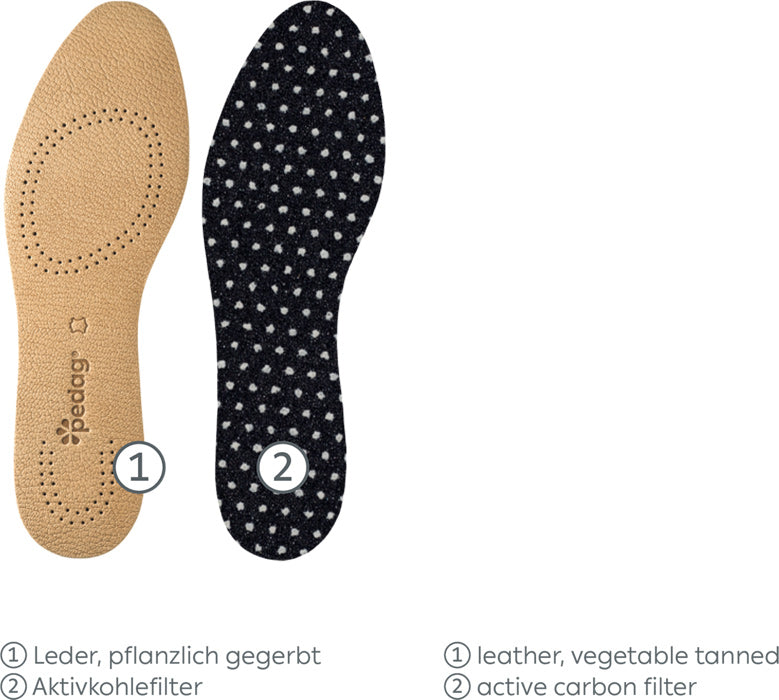 Pedag Leather insole with moisture-absorbing activated carbon layer