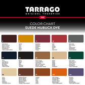 Tarrago Suede Nubuck Dye Color Chart with 15 shades for leather shoe repair and restoration