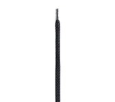 Black braided shoe lace with metal aglet for durable footwear repair and replacement