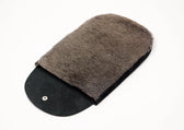 Soft suede shoe polishing mitt for leather care and mirror shine finishing