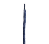 Navy blue braided shoe lace with metal aglet, ideal for leather shoe repair and restoration
