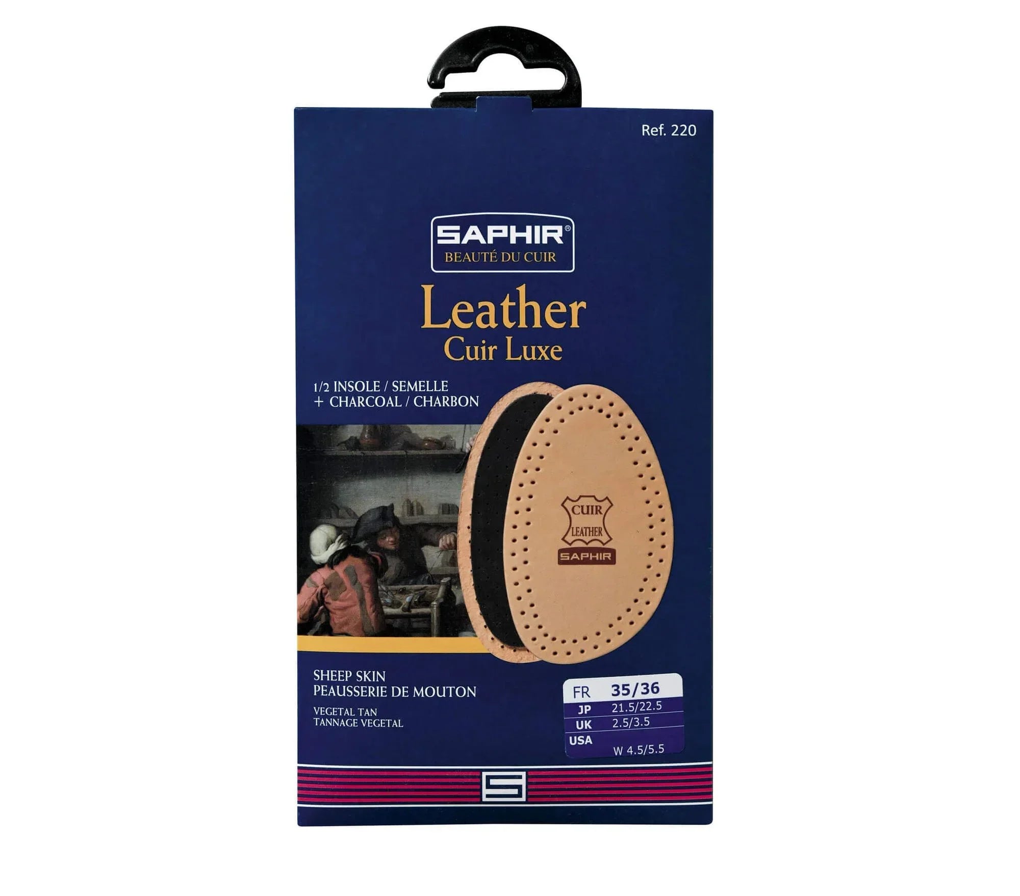 Saphir Leather & Charcoal Half Shoe Insoles - 39/40 image