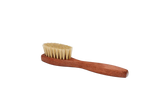Wooden shoe brush with natural bristles for leather care and polishing