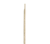 Cream-colored braided shoe lace with plastic aglet for leather footwear repair and care
