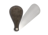 Saphir Médaille d'Or folding travel shoe horn with brown suede cover