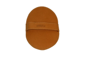 Saphir leather shoe polishing brush with textured tan leather handle and embossed brand logo