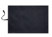 Dark navy leather shoe polishing cloth with textured surface and hanging loop for leather care