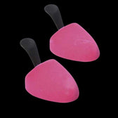 Pink leather shoe polish applicator sponges with black handles for professional shoe care and conditioning