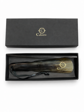Calnora horn shoe horn in luxury black gift box, elegant leather care accessory