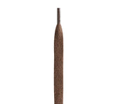 Brown woven shoe lace with metal aglet, ideal for leather footwear repair and care