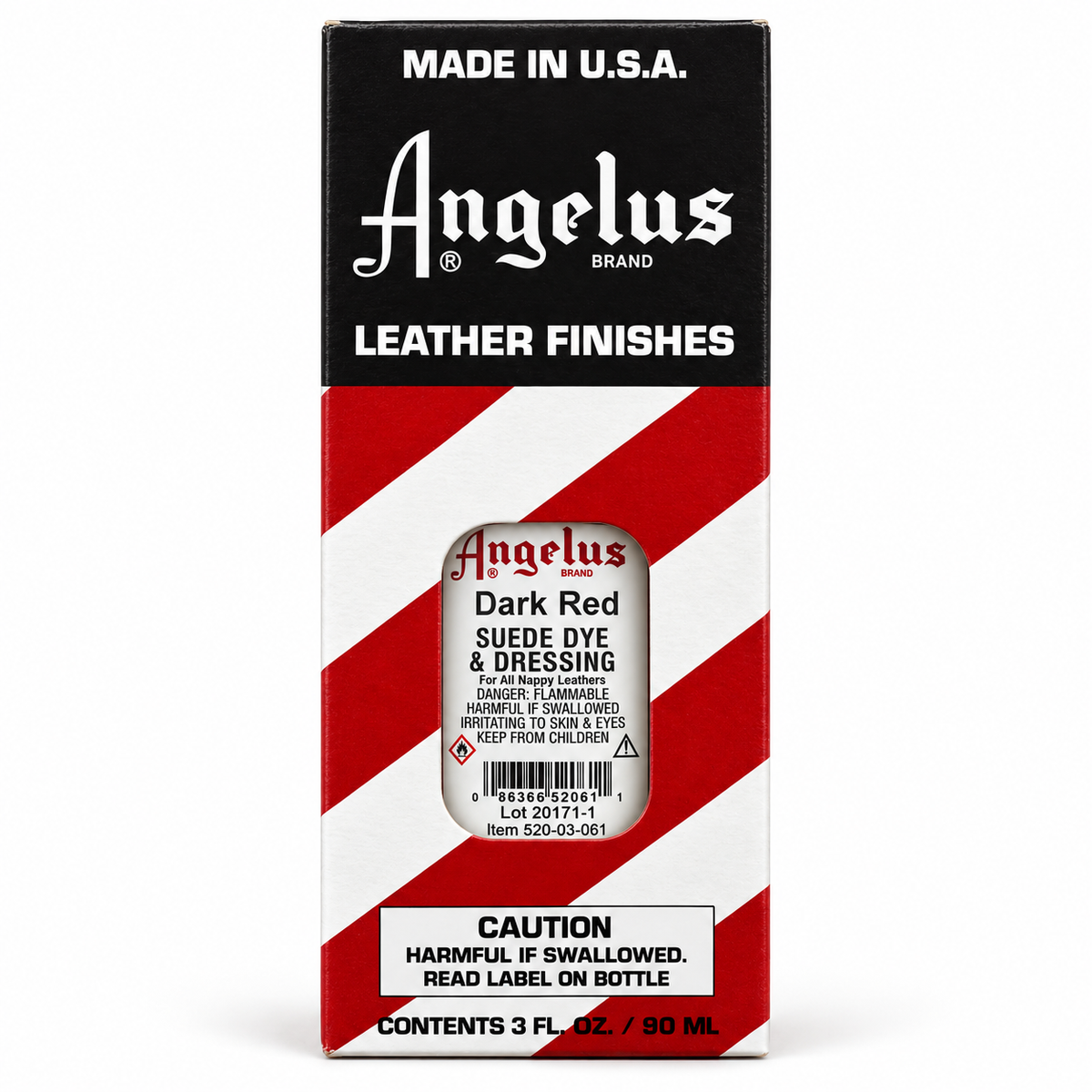 Angelus Suede Dye & Dressing, Dark Red, 90 mL / 3 fl oz – front packaging