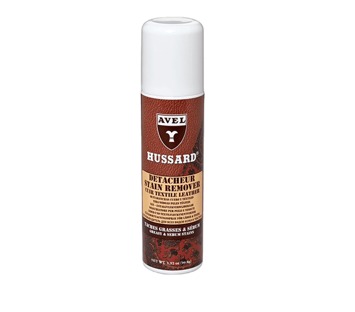 Avel Hussard grease stain remover in the current 150 ml aerosol can with white cap