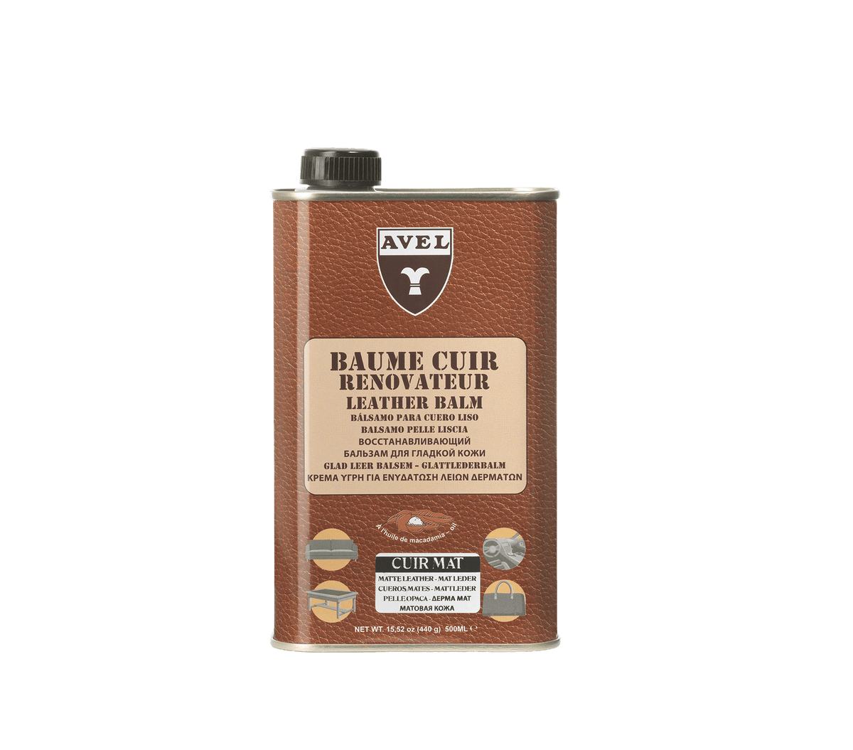 Avel Matte Leather Balm, 500 ml tin