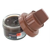 Tarrago 39 Marron shoe cream in glass jar with brown lid, leather care product for shoe repair and conditioning