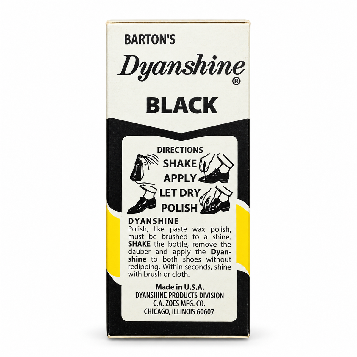 Barton's Dyanshine Shoe Polish, Black – directions and manufacturer information