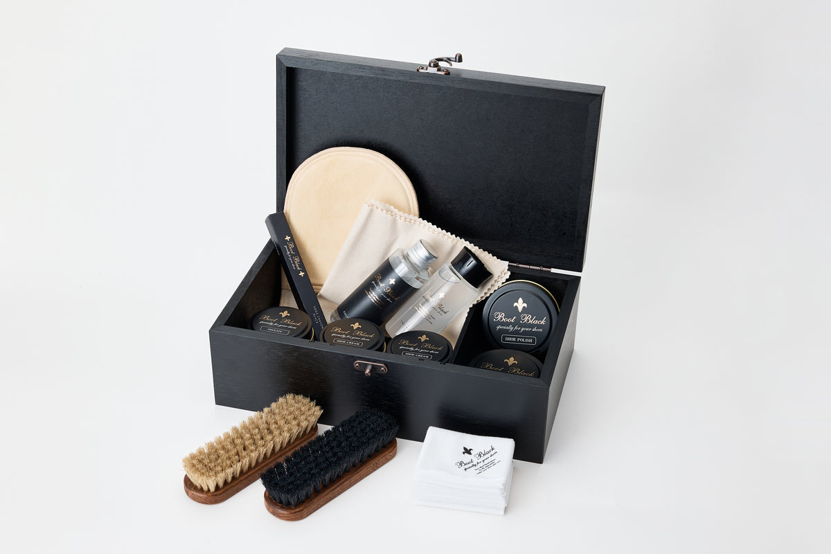 Boot Black Black Velvet Shoe Care Gift Set on a white background