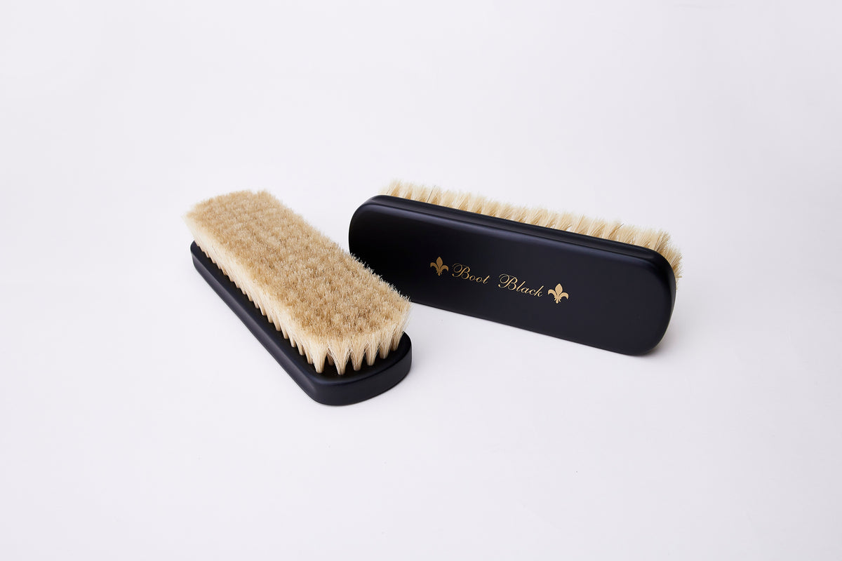 Boot Black Handcrafted Horsehair Cleaning Brush on white background