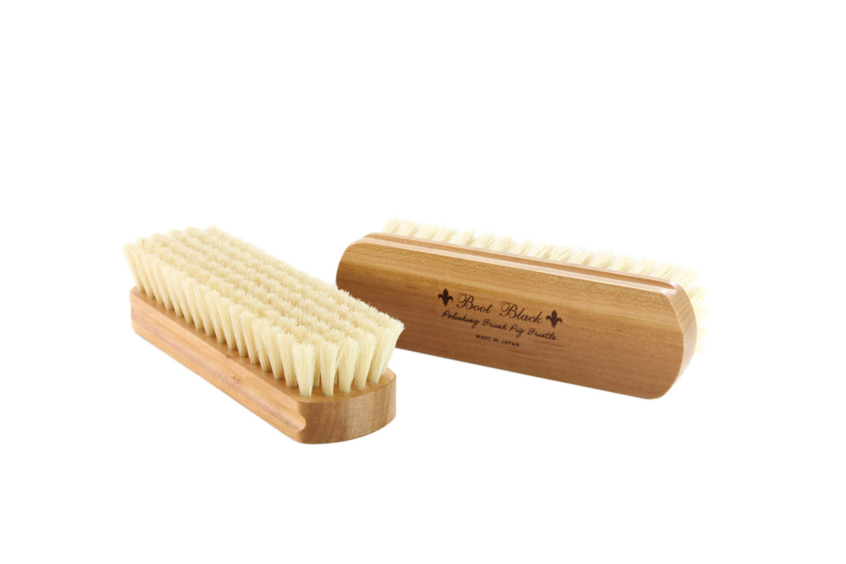 Boot Black Machine-Made Pig Bristle Polishing Brush on white background