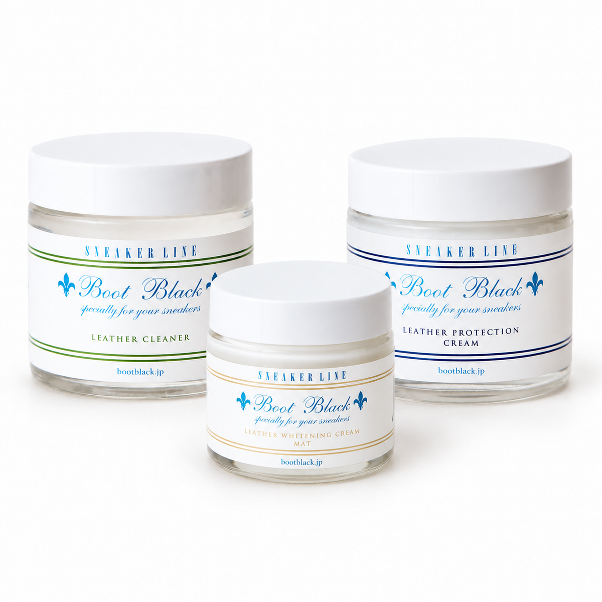 Boot Black White Leather Sneaker Refresh Kit Matt with Cleaner 60 g, Whitening Cream Matt 40 g and Protection Cream 60 g