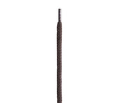 Dark brown braided shoe lace with metal aglet, ideal for leather shoes and boots