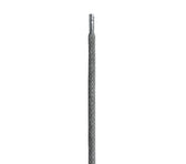 Grey braided shoe lace with metal aglet, ideal for durable footwear repair and replacement.