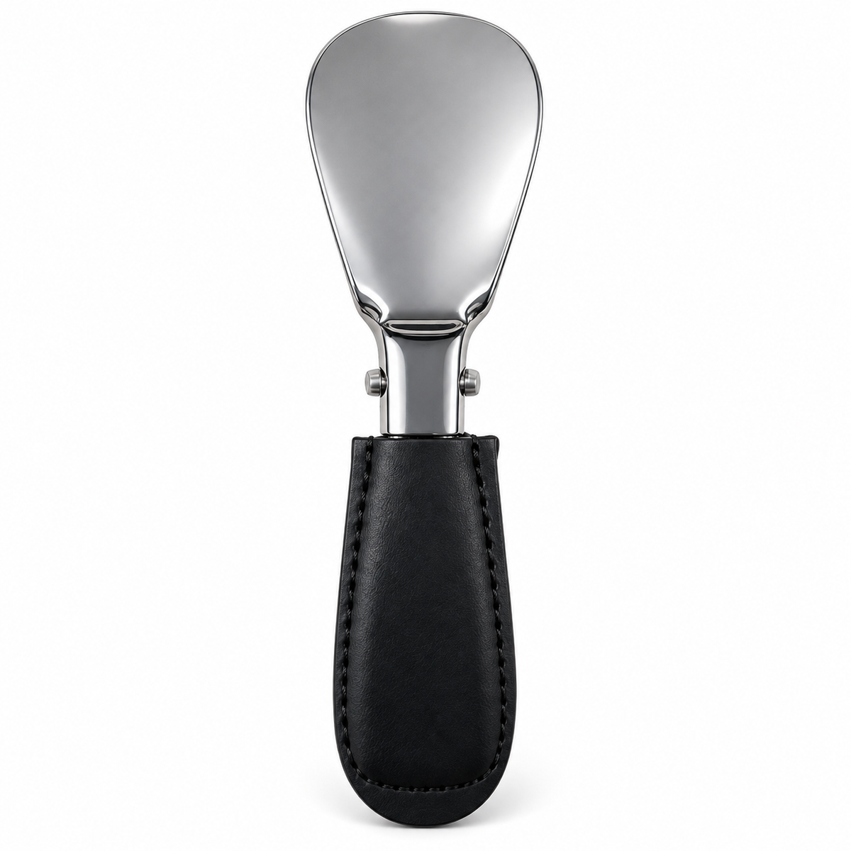 Columbus Buttero leather folding shoehorn in Black, open view