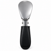 Columbus Buttero leather folding shoehorn in Black, open view