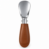 Columbus Buttero leather folding shoehorn in Brown, open view