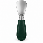 Columbus Buttero leather folding shoehorn in Green, open view