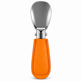 Columbus Buttero leather folding shoehorn in Orange, open view