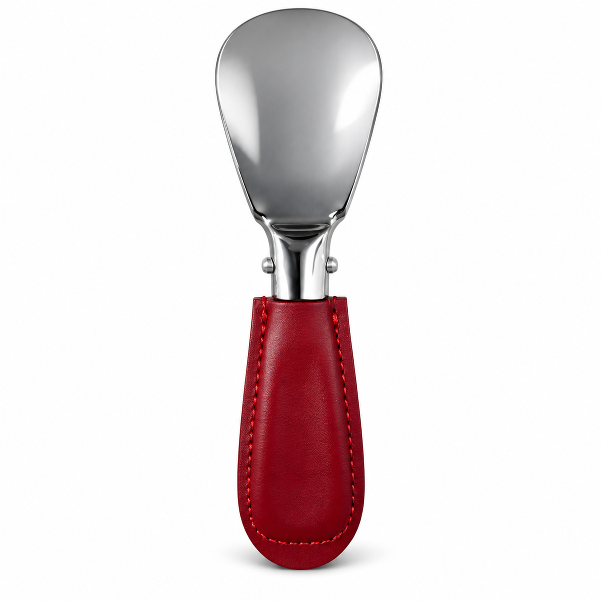 Columbus Buttero leather folding shoehorn in Red, open view