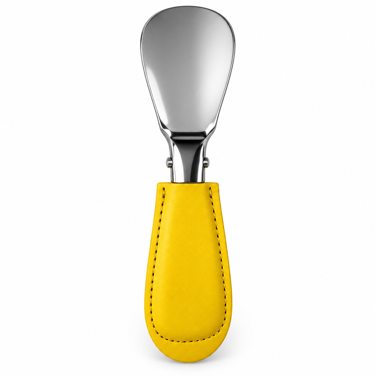 Columbus Buttero leather folding shoehorn in Yellow, open view