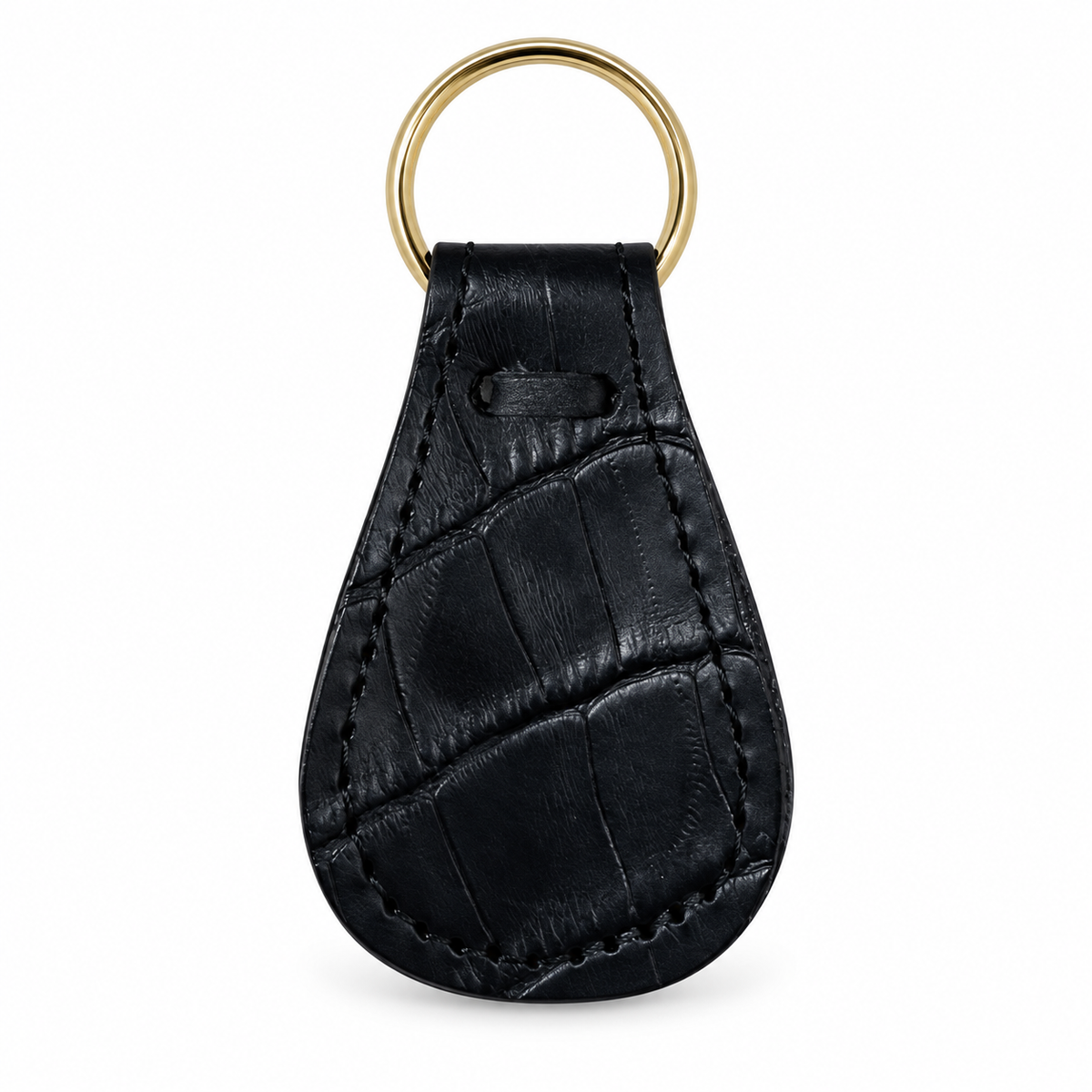 Columbus crocodile-embossed leather pocket shoehorn — Black, back view