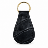 Columbus crocodile-embossed leather pocket shoehorn — Black, back view