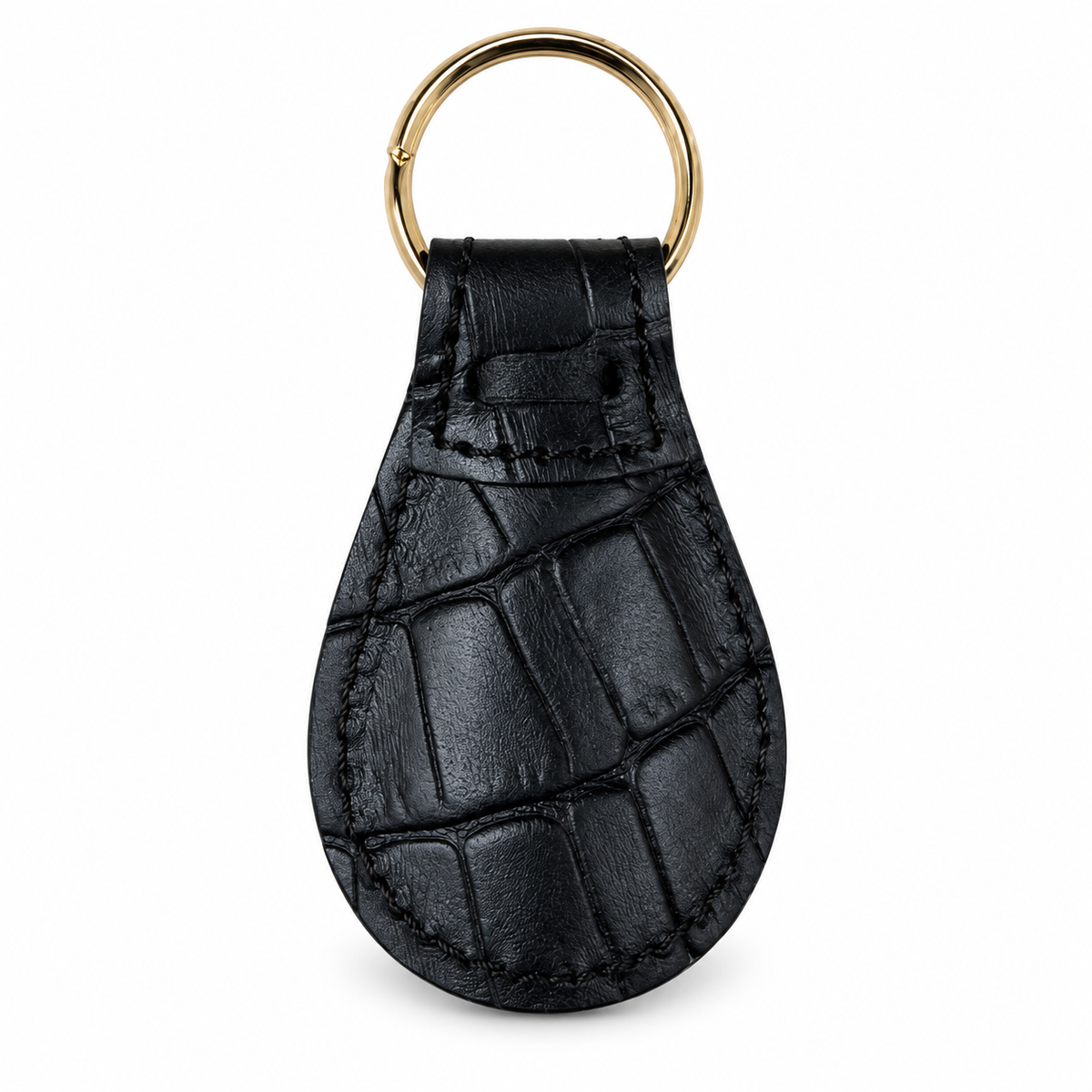 Columbus crocodile-embossed leather pocket shoehorn — Black, front view