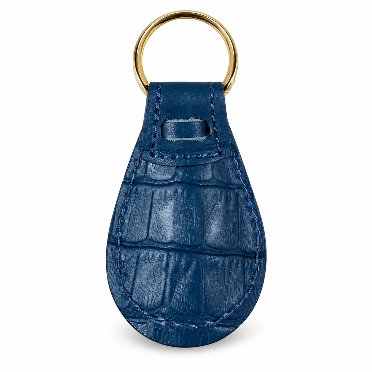 Columbus crocodile-embossed leather pocket shoehorn — Blue, back view