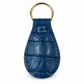 Columbus crocodile-embossed leather pocket shoehorn — Blue, back view