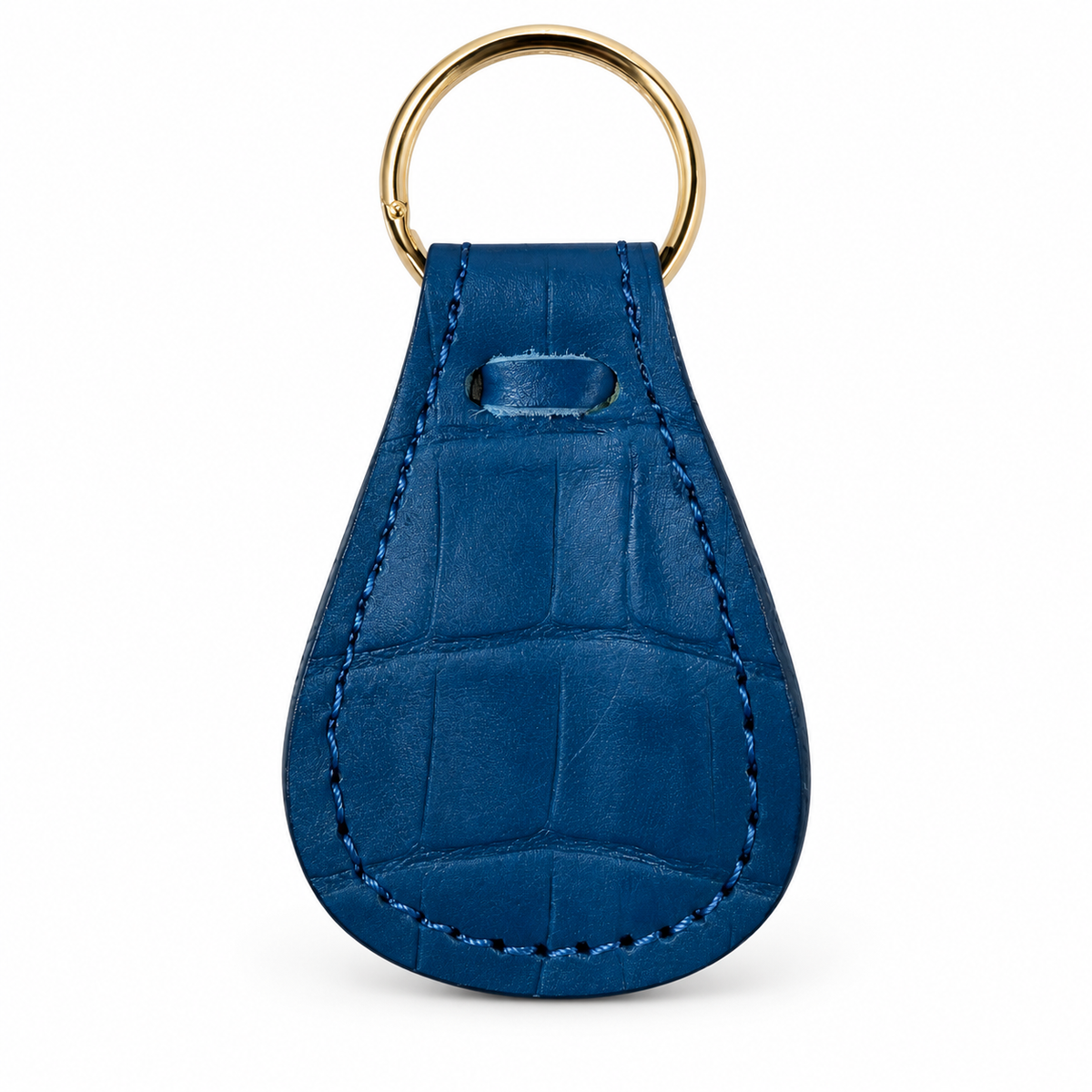 Columbus crocodile-embossed leather pocket shoehorn — Blue, front view