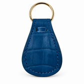 Columbus crocodile-embossed leather pocket shoehorn — Blue, front view